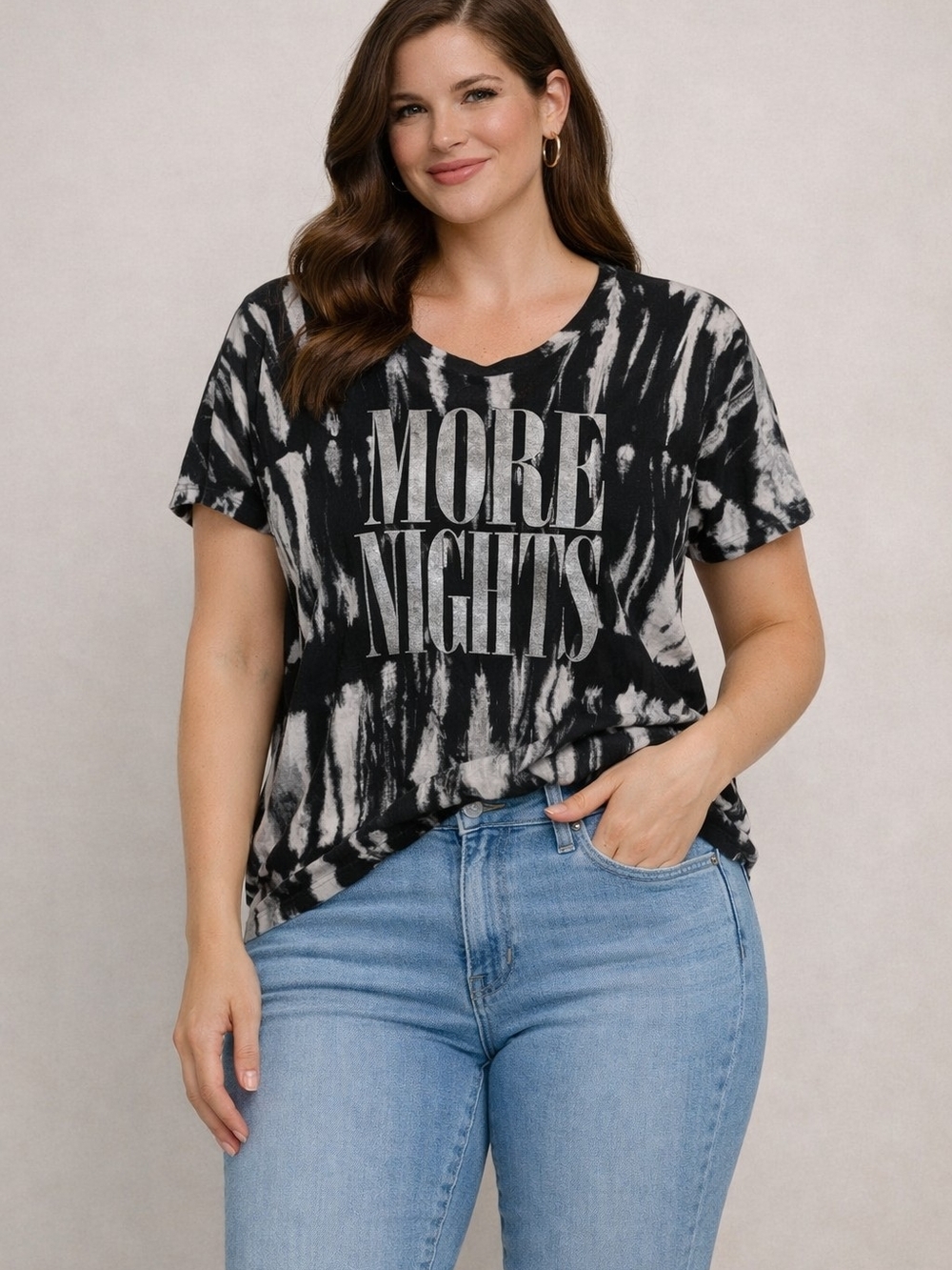 Guess Black and White Tie-Dye 'MORE NIGHTS' Graphic Tee